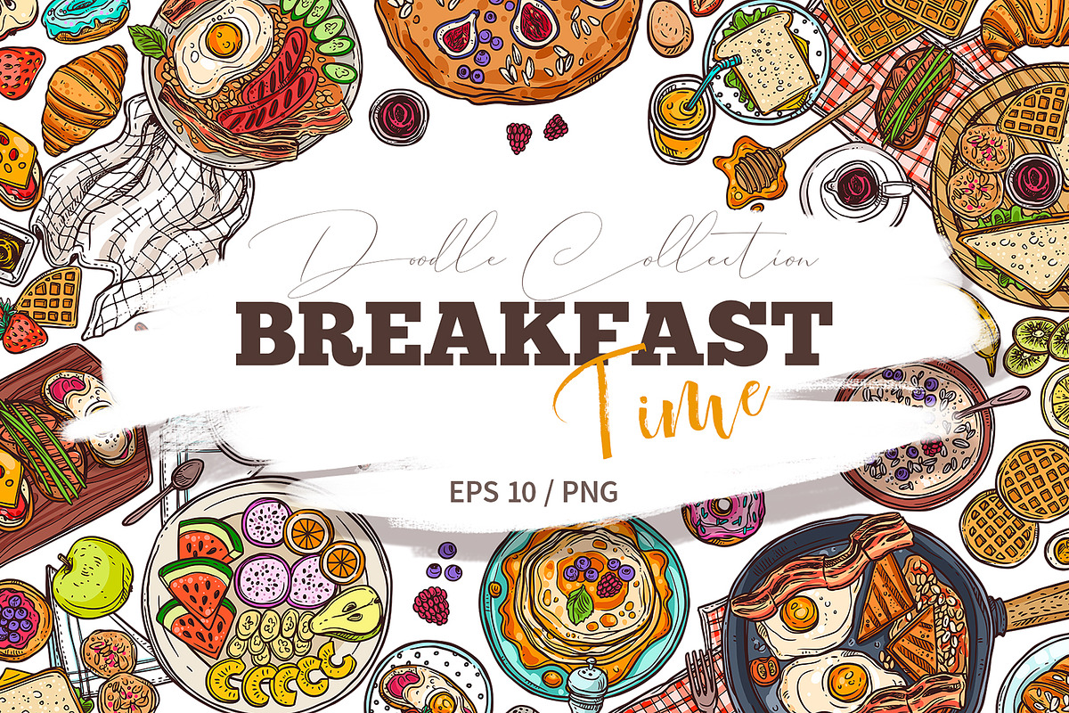 Breakfast Time Doodle Collection, a Decorative Illustration by alexrockheart (Photo 1 of 9)