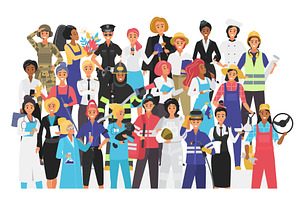 Crowd women different professions, a Person Illustration by Lemberg Vector