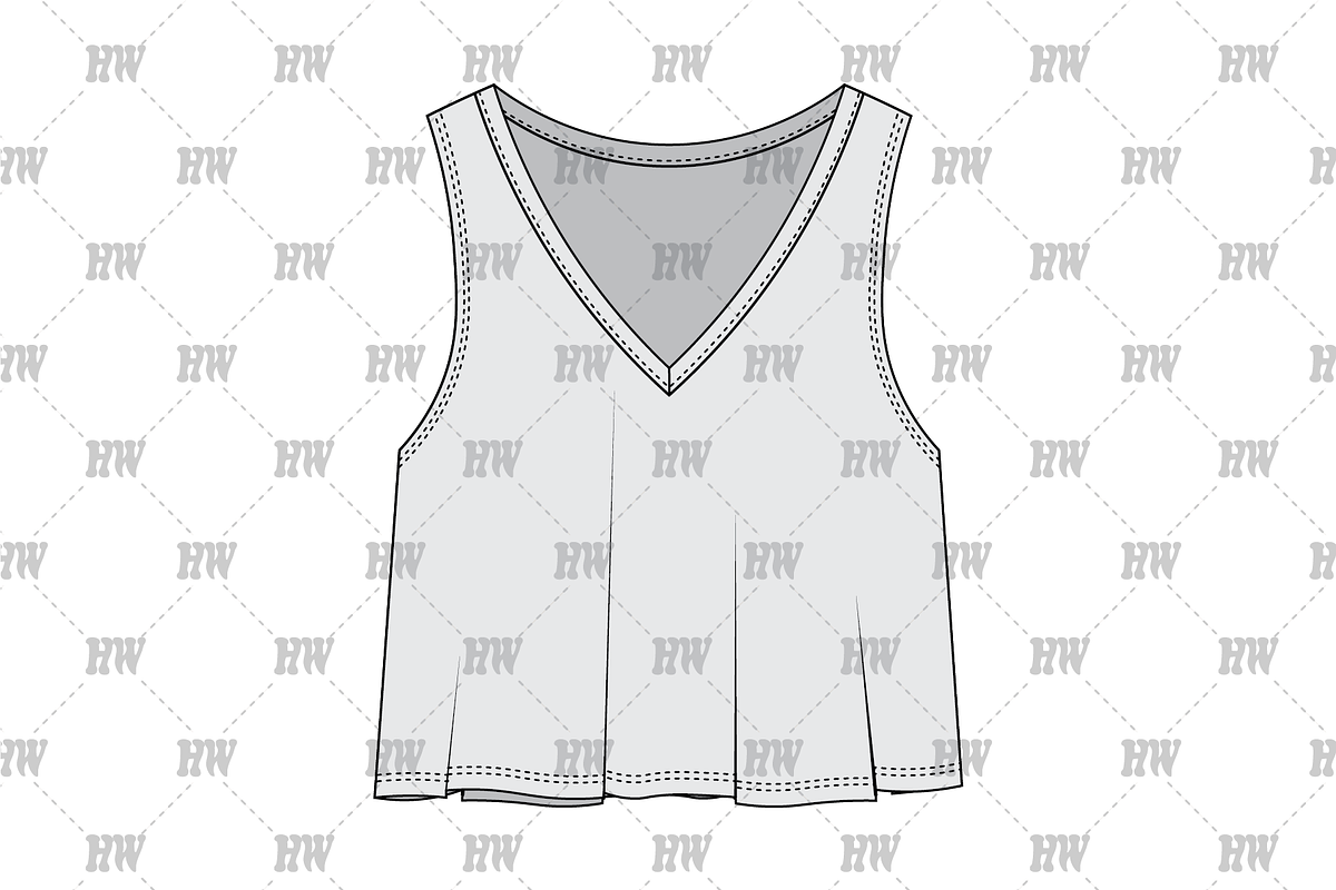 V-Neck Summer Tank Fashion Flat, a Shirt Mockup by haydenwentworth (Photo 2 of 3)