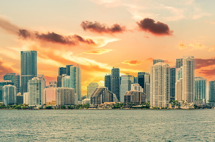 Miami Downtown skyline at sunset, an Architecture Photo by Maria Kray