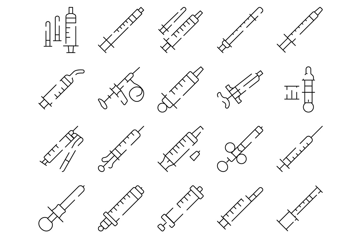 Syringe medical line icons set for, an Object Graphic by pikepicture (Photo 2 of 3)