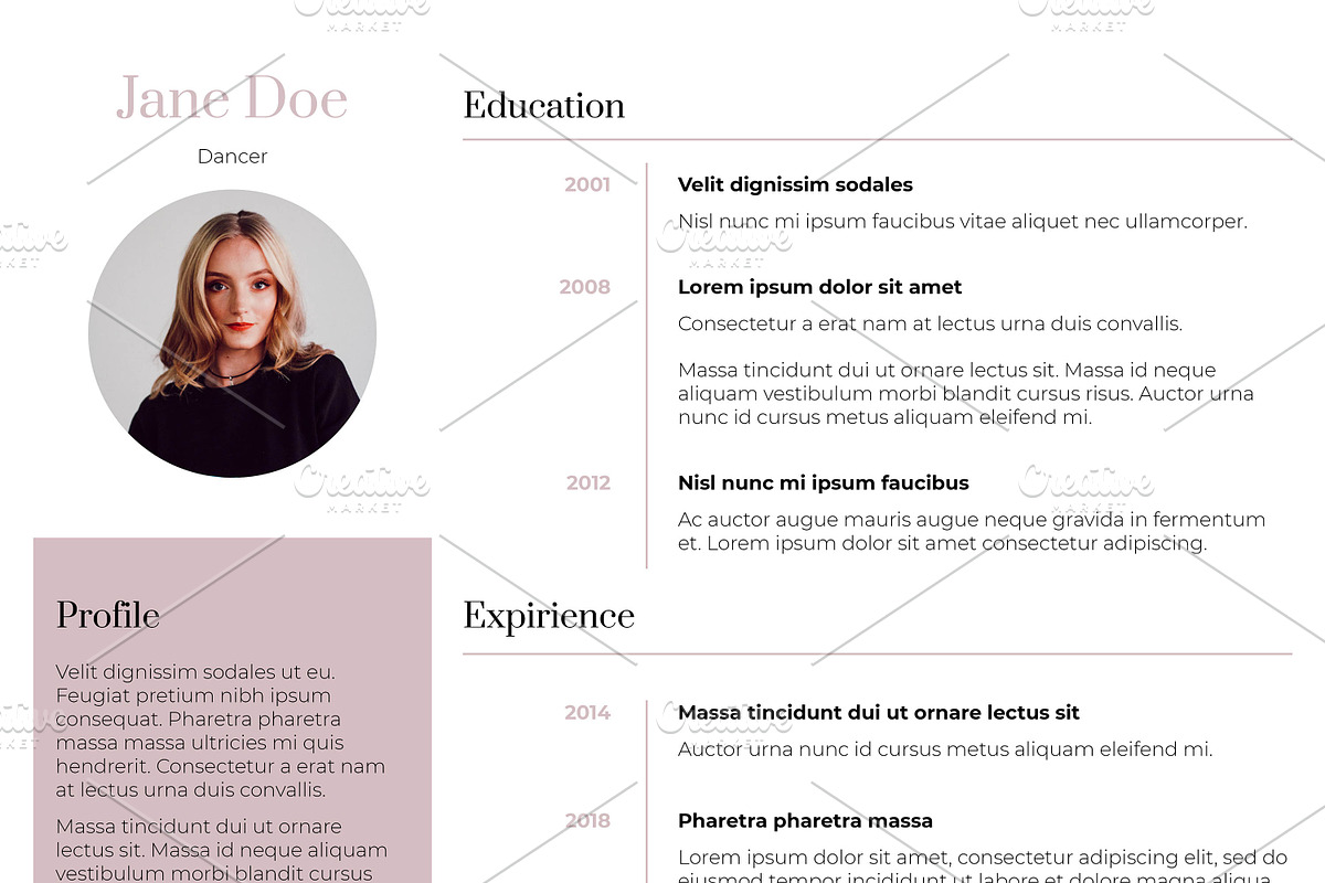 Dance Resume Template: Pink & Clean, a Resume Template by Halfcircle (Photo 3 of 4)