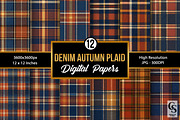 Denim Autumn Plaid Seamless Pattern, a Pattern Graphic by Creative Store (Thumbnail 1 of 5)