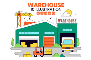 10 Warehouse Vector Illustration, a Transportation Illustration by denayunebgt