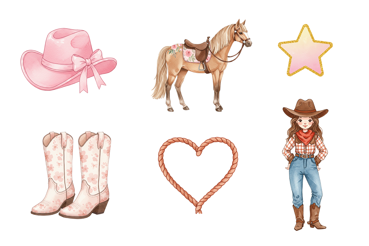 Watercolor Cowgirl Clipart, a Person Illustration by BerryPieArt (Photo 3 of 4)