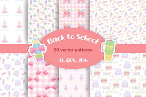 Back to School Pastel Patterns, a Pattern Graphic by Digitaliya