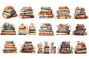 Watercolor books old vintage clipart, an Object Graphic by Naty Art (Thumbnail 2 of 4)