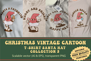 Christmas Santa Hat Vintage Cartoon, an Illustration by vectstudio