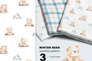 Winter seamless pattern bear