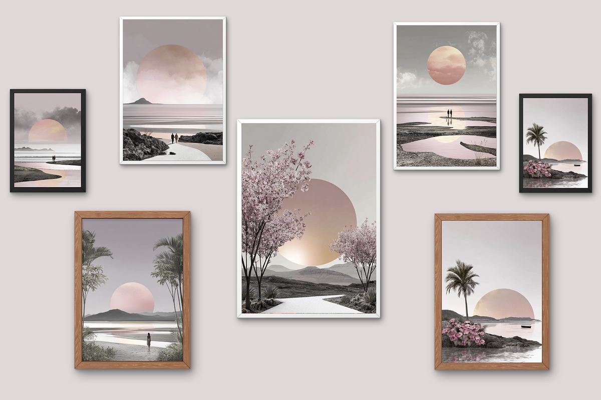 Elegant Surreal Collage Posters, a Background Graphic by Amiraliya (Photo 5 of 8)