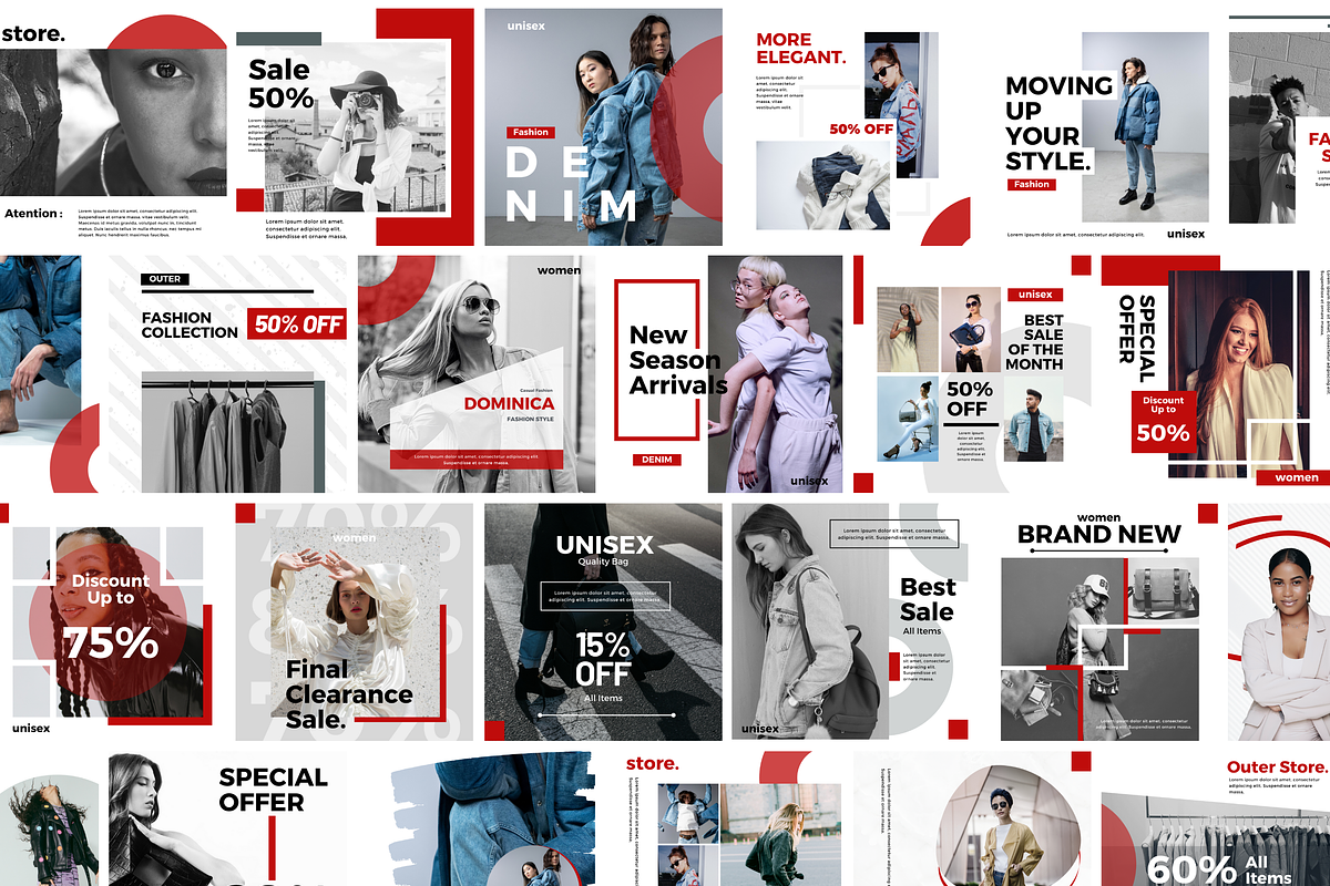 Red Feed Fashion Instagram Template, a Templates & Theme by PayuStudio (Photo 5 of 7)
