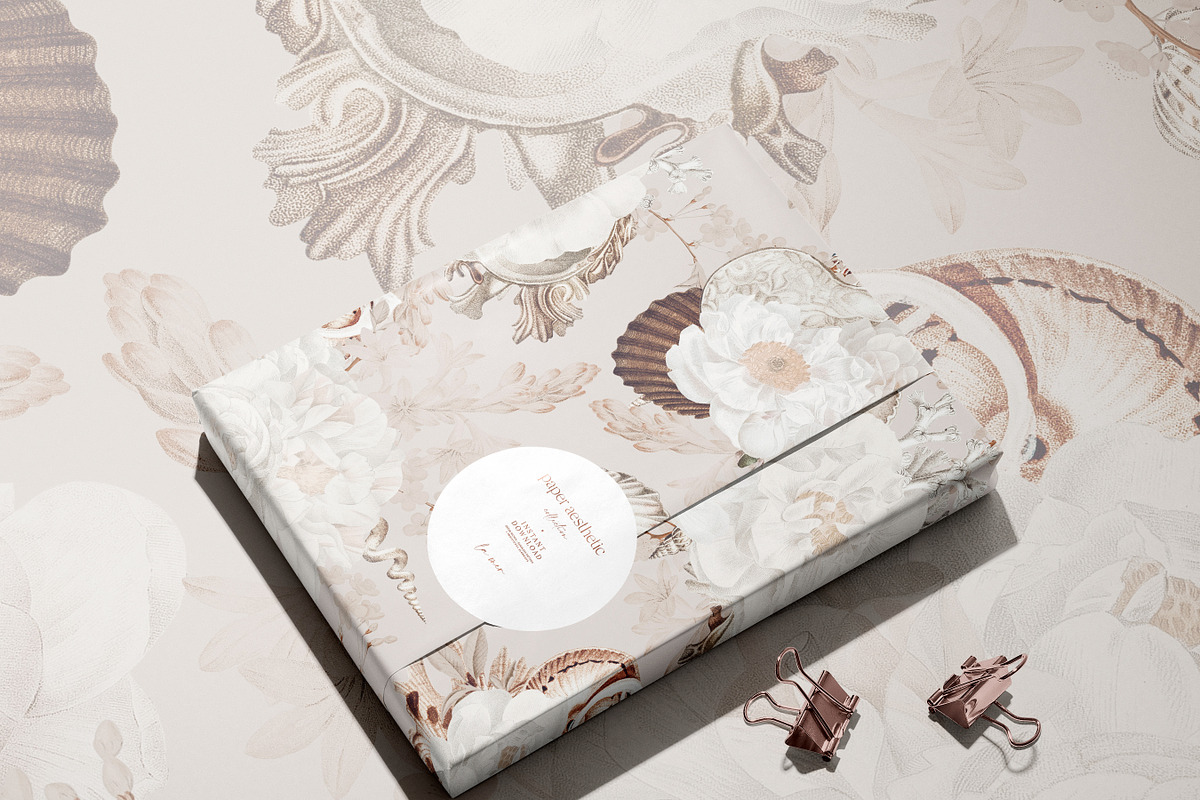 Beige Floral Paper Pack, a Pattern Graphic by paper aesthetic (Photo 4 of 8)