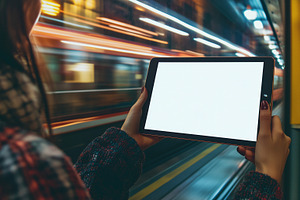 Tablet horizontally held by a woman, a Technology Photo by MistyDay
