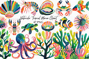 Watercolor Tropical Marine Clipart, an Illustration by Libby Wishes (Thumbnail 1 of 3)