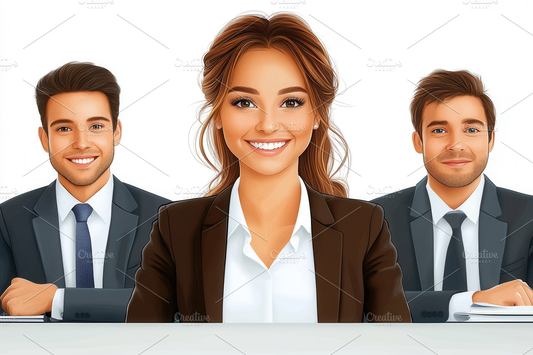 Three professionals in business atti, a Photo by Tanuart