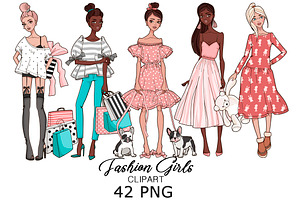 Fashion Girls Stickers Clipart