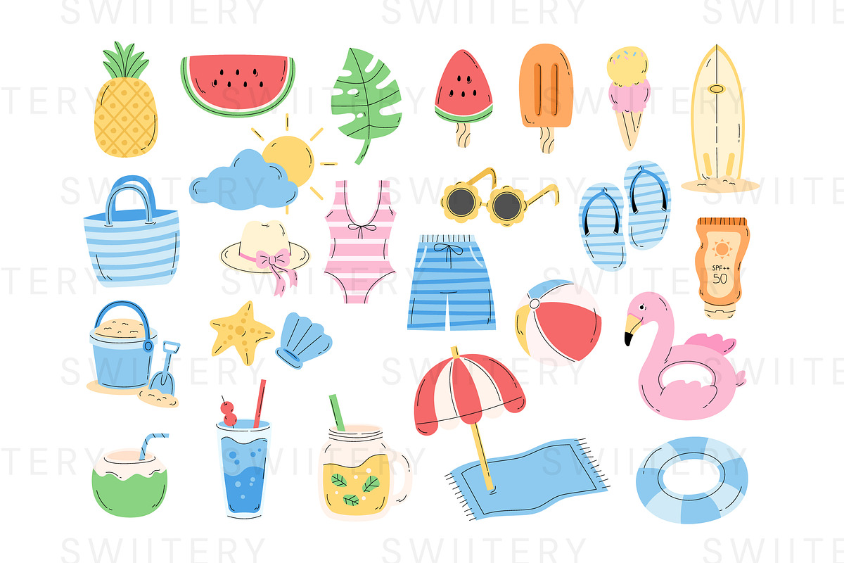Summer Time Clipart - Swiitery, a Seasonal Illustration by Iconixar & Friends (Photo 2 of 2)