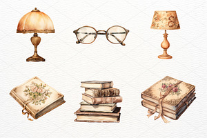 Book Lover Watercolor Clipart Bundle