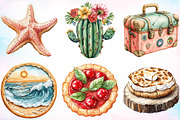 Watercolor Summer Cookies Clipart, a Seasonal Illustration by Canvas Craft (Thumbnail 3 of 3)