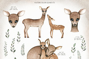Watercolor deer set, an Animal Illustration by OrangePeafowlArt (Thumbnail 2 of 12)
