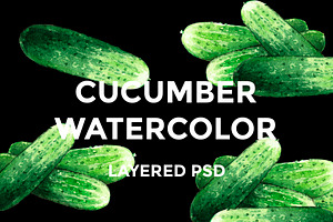 Cucumber watercolor illustrations, a Food Illustration by wedraw