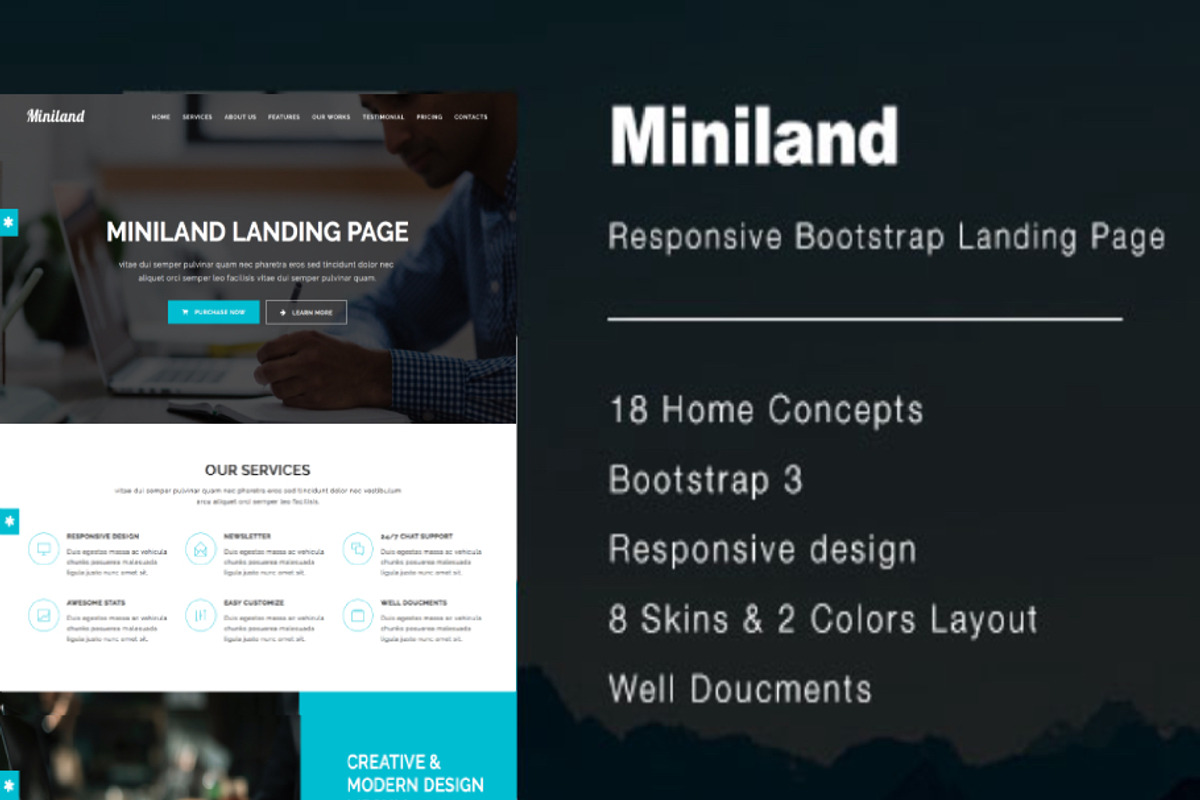 Miniland | Multipurpose landing page, a Bootstrap Template by SS-Creatives