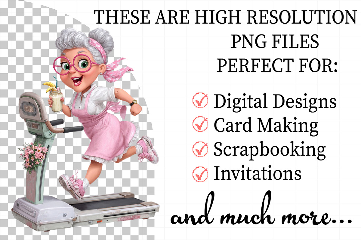 Funny Fitness Grandma Clipart, an Illustration by Daily.Designs (Photo 2 of 5)
