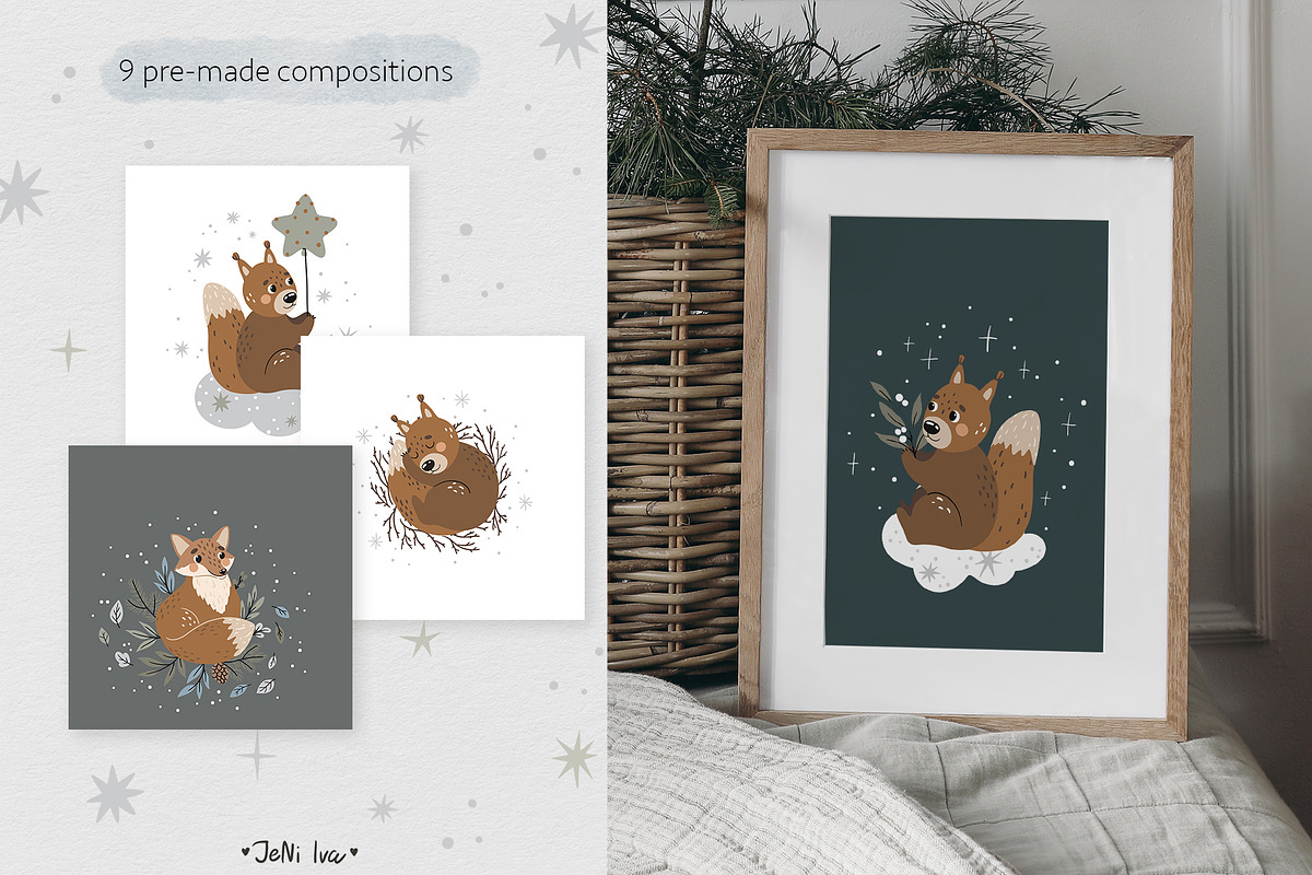 Cozy Woodland Animals Clipart, a Texture Illustration by Jenny Quince (Photo 10 of 13)