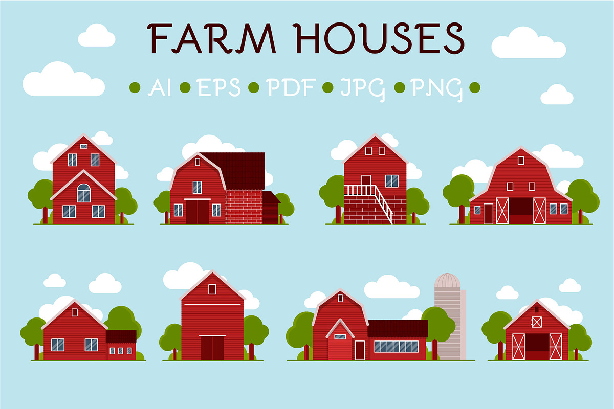 Vector farmhouses clipart, an Object Graphic by My May Art (Photo 1 of 2)