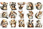 Watercolor Valentine Forest Animals, a Graphic by Libby Wishes (Thumbnail 2 of 7)