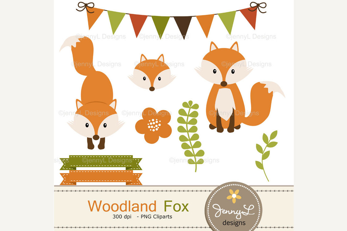 Fox Digital Paper and Clipart, a Pattern Graphic by JennyL Designs (Photo 2 of 4)