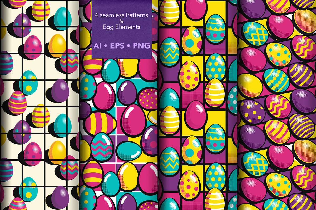 Retro Pop Easter Patterns, a Pattern Graphic by IrinaCzaran (Photo 2 of 6)