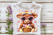 Crochet Easter Highland Cow PNG, an Illustration by DreamCafeArt (Thumbnail 4 of 6)