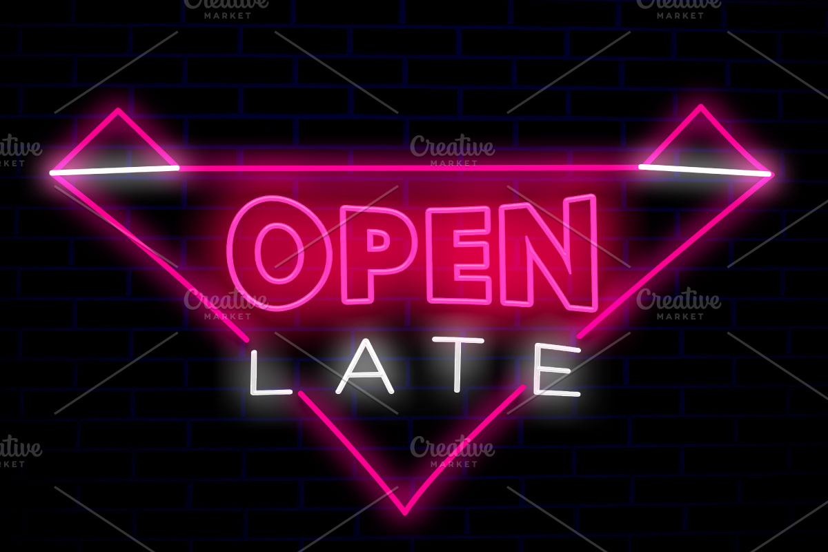 Open Let Neon Sign PSD Editable Text, a Layer Style Add-On by TrueVector