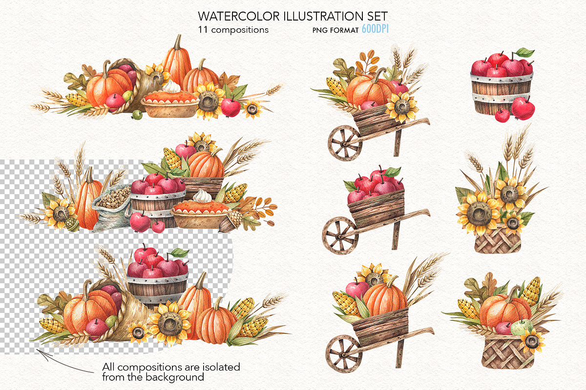 Happy Thanksgiving Day!, a Decorative Illustration by Watercolor by Tonia Tkach (Photo 5 of 10)