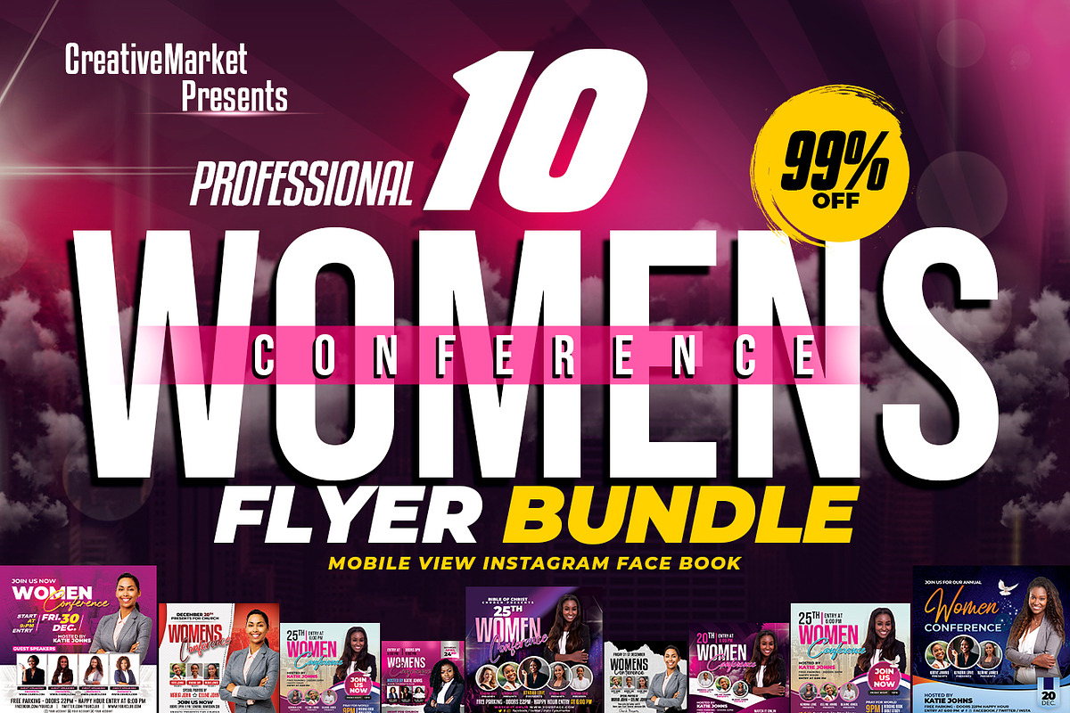 Women Conference Flyer Bundle, a Print Template by AfzaalGraphics (Photo 1 of 11)