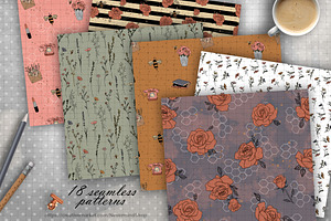 Doodle Flowers Digital Papers