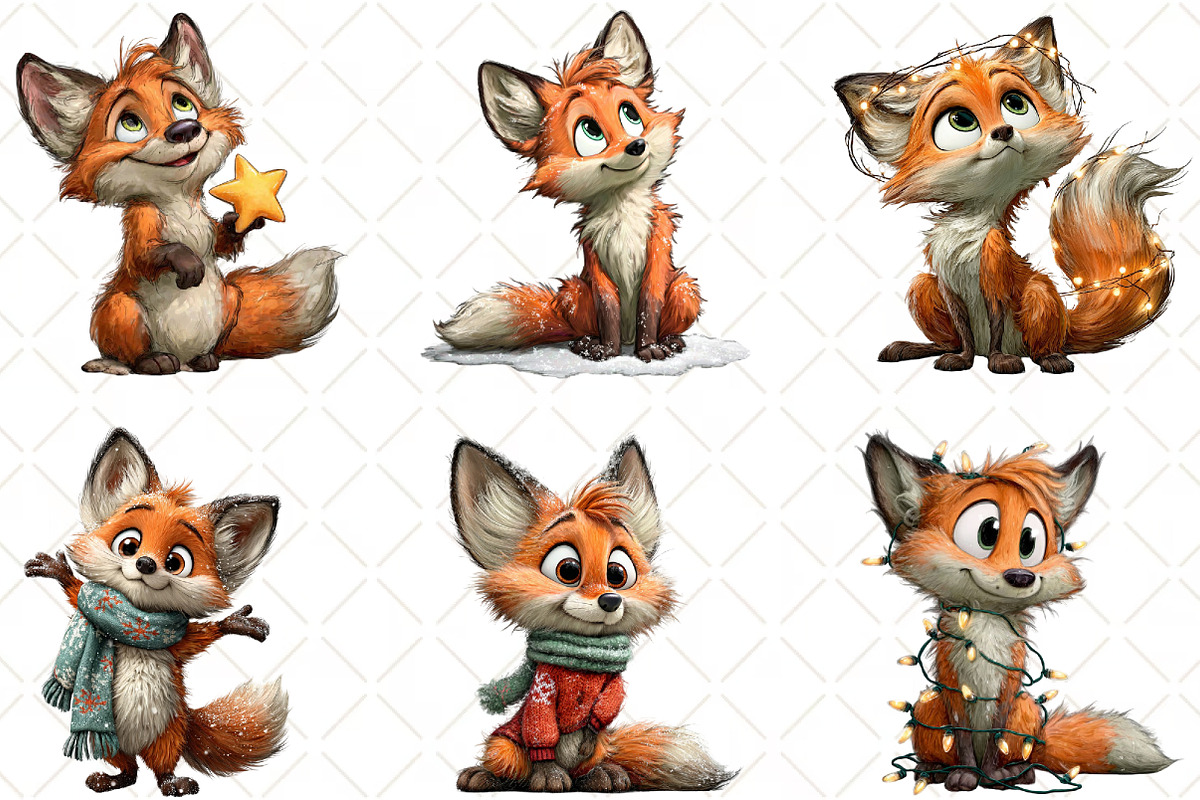 Quirky Christmas Fox Clipart, an Illustration by Black Bird Studio (Photo 5 of 6)