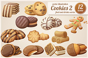 Cookies 2: Cartoon vector food icons, a Food Illustration by Ann-zabella (Thumbnail 1 of 2)