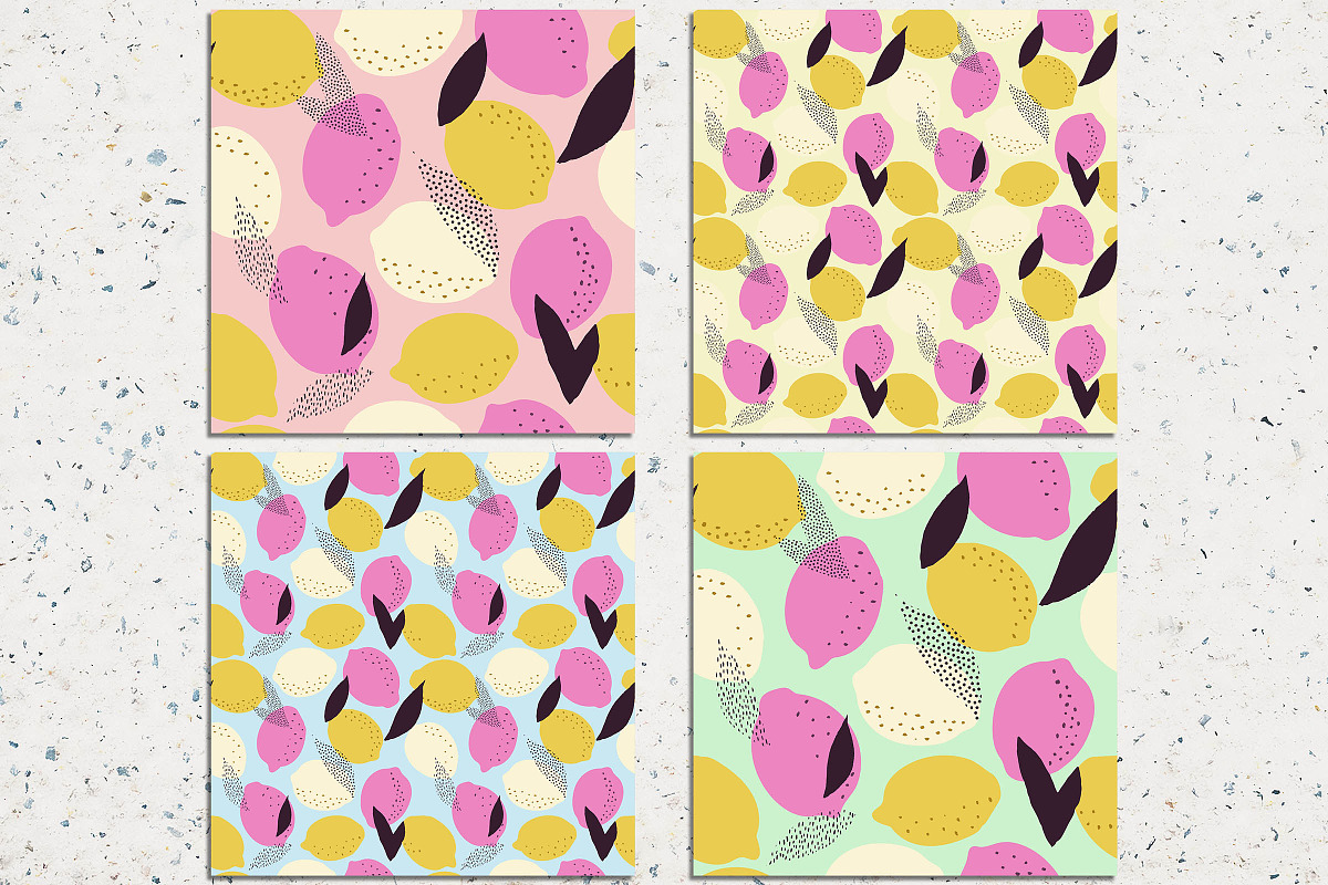 Lemons seamless backgrounds, a Pattern Graphic by Norse Studio (Photo 2 of 3)