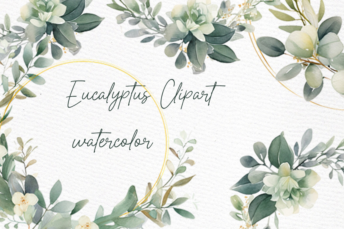 Eucalyptus Frames Clipart Greenery, a Decorative Illustration by LeCoqDesign (Photo 1 of 5)