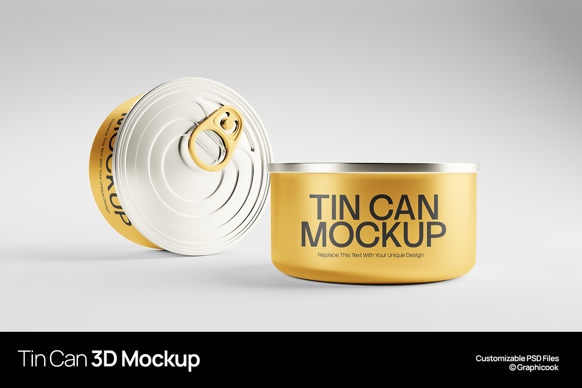 Tin Can 3D Mockup, a Packaging Mockup by graphicook