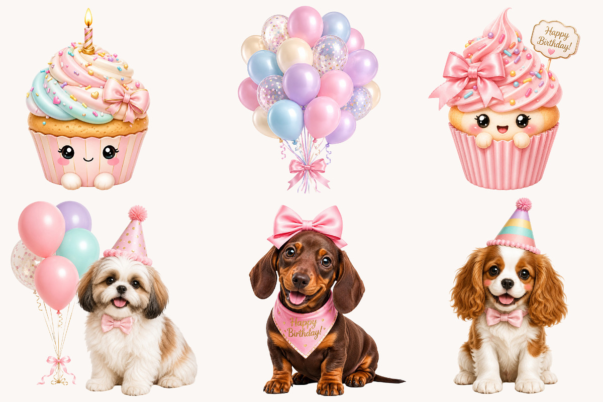 Dog Breeds Birthday Party Clipart, a Seasonal Illustration by Designworld (Photo 3 of 5)