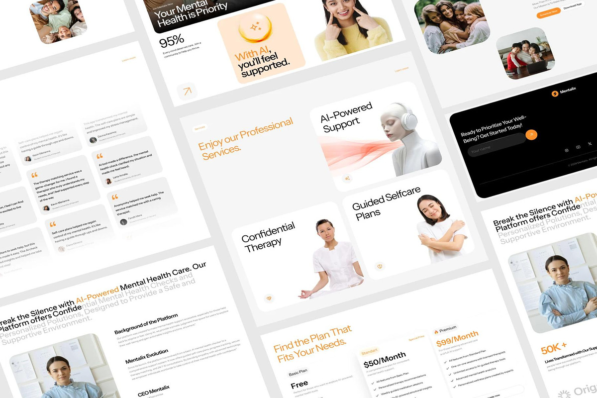 Mentalix Website Mental Health UIKIT, an UI Kit Template by Creative Perspective (Photo 6 of 7)