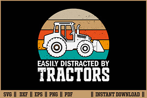 Easily Distracted By Tractors SVG, an Illustration by Handy Arts Studio