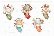 FUNNY CHRISTMAS watercolor set, an Animal Illustration by erasovas (Thumbnail 5 of 8)