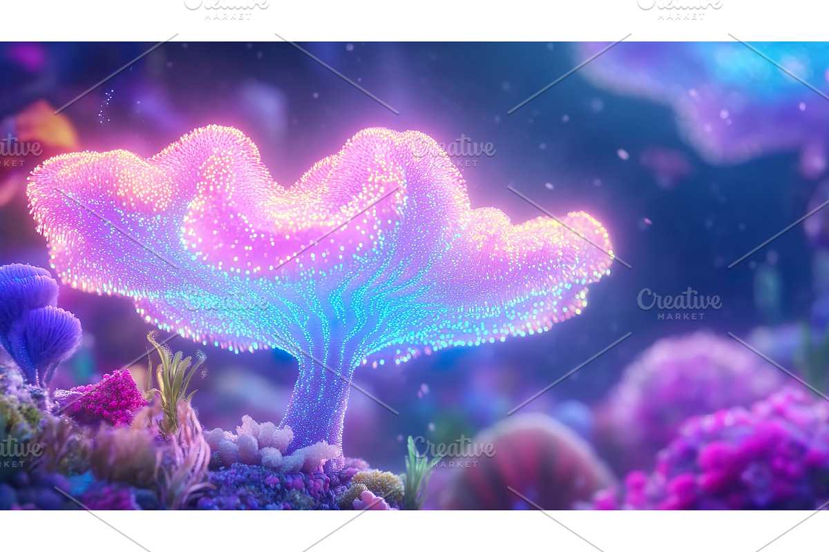 Luminous Coral Reef Formation, an Illustration by Lermont51