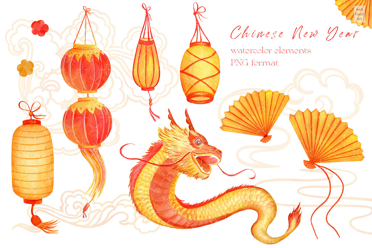 Lunar New Year seamless pattern, a Seasonal Illustration by AnaGuziiArt (Photo 3 of 9)