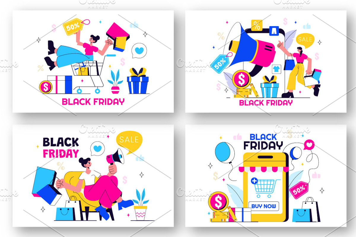 11 Black Friday Sale Illustration, a Finance Illustration by denayunebgt (Photo 3 of 5)