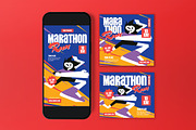 Blue Quirky Marathon Run Flyer Set, a Flyer Template by graphicook (Thumbnail 3 of 3)